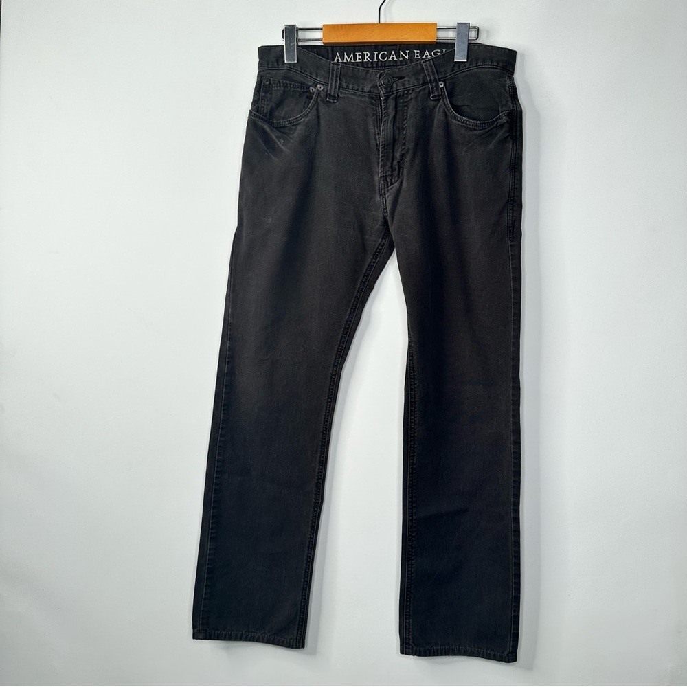 American Eagle Black Cotton Denim Jeans Mid Rise Straight